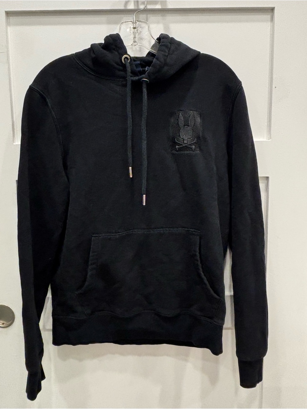 Psycho Bunny Men's Black Pullover Hoodie Logo on Front & Back